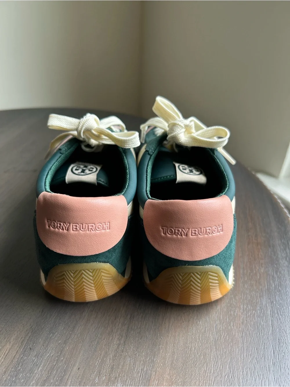 Tory Burch Women's HANK Nylon & Suede Sneakers, Bottle Green Size 8 (M) NEW
